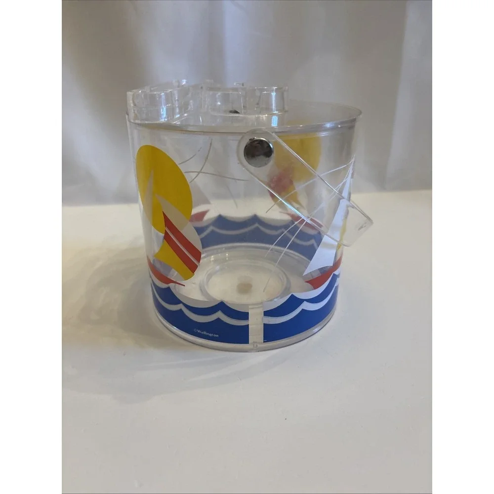 VTG 1990's Wellington SailBoat & Lighthouse Acrylic Pitcher/IceBucket‎ Tongs